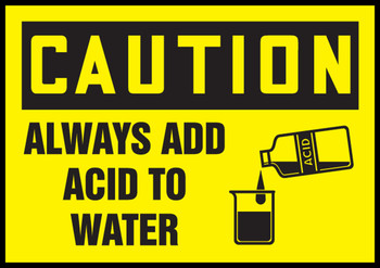 OSHA Caution Safety Label: Always Add Acid To Water 3 1/2" x 5" Adhesive Vinyl 5/Pack - LCHL615VSP