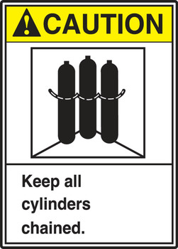 ANSI Caution Safety Label: Keep All Cylinders Chained. 5" x 3 1/2" Adhesive Vinyl 5/Pack - LCPG600VSP