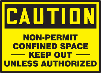 OSHA Caution Safety Labels: Non-Permit Confined Space - Keep Out Unless Authorized 3 1/2" x 5" Adhesive Vinyl 5/Pack - LCSP602VSP