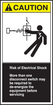 ANSI Caution CEMA Label: Risk Of Electrical Shock 6" x 3" Adhesive Vinyl - LECN686