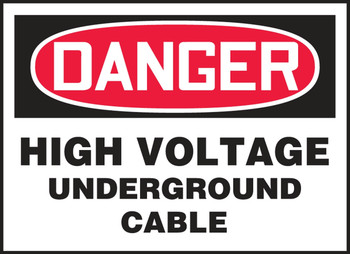 OSHA Danger Safety Label: High Voltage Underground Cable 3 1/2" x 5" Adhesive Vinyl 5/Pack - LELC041VSP