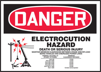 OSHA Danger Safety Label: Electrocution Hazard - Death or Serious Injury 3 1/2" x 5" Adhesive Dura Vinyl 1/Each - LELC119XVE