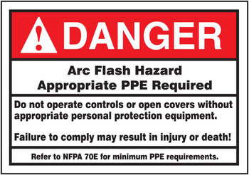 ARC FLASH LABELS 3 1/2" x 5" Adhesive Dura-Vinyl 1/Each - LELC142