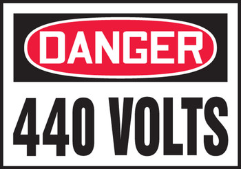 OSHA Danger Safety Label: 440 Volts 3 1/2" x 5" Adhesive Vinyl 5/Pack - LELC162VSP