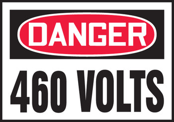 OSHA Danger Safety Label: 460 Volts 3 1/2" x 5" Adhesive Vinyl 5/Pack - LELC163VSP