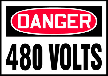 OSHA Danger Safety Label: 480 Volts 3 1/2" x 5" - LELC164VSP