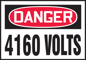 OSHA Danger Safety Label: 4160 Volts 3 1/2" x 5" - LELC167VSP