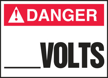 ANSI Danger Safety Label: Electrical - _____ Volts 3 1/2" x 5" Adhesive Vinyl 5/Pack - LELC200VSP
