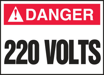 ANSI Danger Electrical Safety Label: 220 Volts 3 1/2" x 5" Adhesive Vinyl 5/Pack - LELC208VSP
