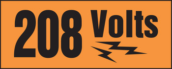 Voltage Marker With Graphic: 208 Volts 2" x 5" Adhesive Dura-Vinyl 1/Each - LELC510