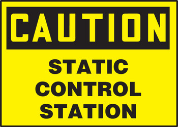 OSHA Caution Safety Label: Static Control Station 3 1/2" x 5" Adhesive Dura Vinyl 1/Each - LELC625XVE