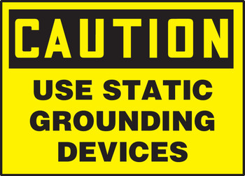OSHA Caution Safety Label: Use Static Grounding Devices 3 1/2" x 5" Adhesive Vinyl 5/Pack - LELC631VSP