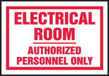 Electrical Safety Labels: Electrical Room - Authorized Personnel Only 3 1/2" x 5" Adhesive Dura Vinyl 1/Each - LELC905XVE