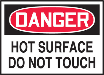 OSHA Danger Safety Label: Hot Surface - Do Not Touch 3 1/2" x 5" Adhesive Vinyl 5/Pack - LEQM030VSP
