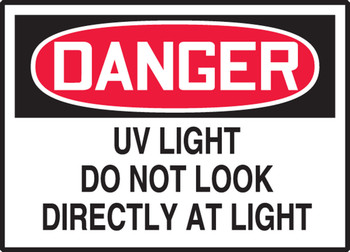 OSHA Danger Safety Label: UV Light - Do Not Look Directly At Light 3 1/2" x 5" Adhesive Vinyl 5/Pack - LEQM048VSP