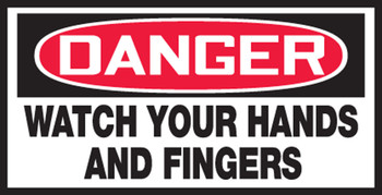 OSHA Danger Safety Label: Watch Your Hands And Fingers 1 1/2" x 3" Adhesive Dura Vinyl 1/Each - LEQM101XVE