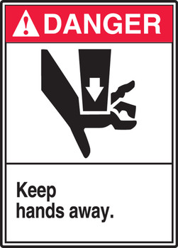 ANSI Danger Safety Label: Keep Hands Away 5" x 3 1/2" Adhesive Vinyl 5/Pack - LEQM173VSP