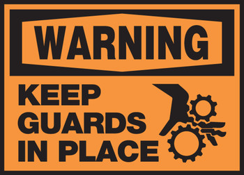 OSHA Warning Safety Label: Keep Guards In Place 3 1/2" x 5" Adhesive Vinyl 5/Pack - LEQM317VSP