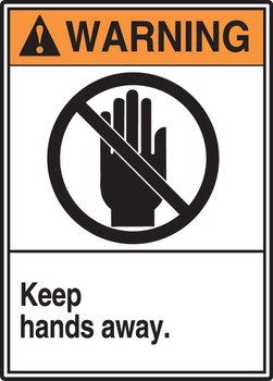 ANSI Warning Label: Keep Hands Away 5" x 3 1/2" Adhesive Dura Vinyl 1/Each - LEQM320XVE