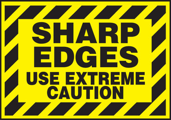 Safety Label: Sharp Edges - Use Extreme Caution 3 1/2" x 5" Adhesive Vinyl 5/Pack - LEQM521VSP