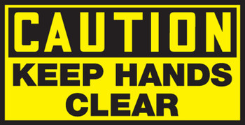 OSHA Caution Safety Label: Keep Hands Clear 1 1/2" x 3" Adhesive Dura Vinyl 1/Each - LEQM607XVE