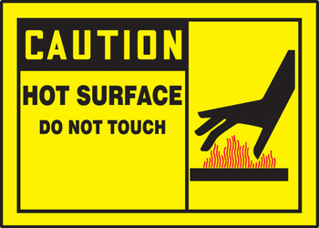 OSHA Caution Safety Label: Hot Surface Do Not Touch 3 1/2" x 5" - LEQM647VSP