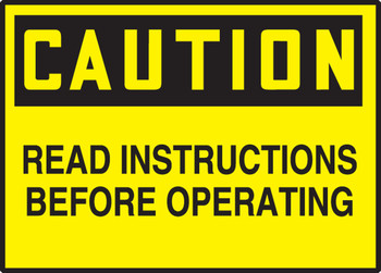 OSHA Caution Safety Label: Read Instructions Before Operating 3 1/2" x 5" Adhesive Vinyl 5/Pack - LEQM658VSP