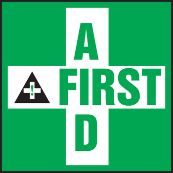 Safety Label: First Aid 5" x 5" Adhesive Vinyl 5/Pack - LFSD503VSP