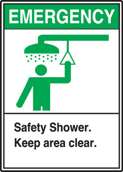 Safety Label: Emergency - Safety Shower - Keep Area Clear 5" x 3 1/2" Adhesive Dura Vinyl 1/Each - LFSD901XVE