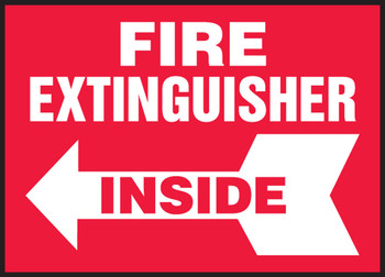Safety Label: Fire Extinguisher Inside (Left Arrow) 3 1/2" x 5" Adhesive Dura Vinyl 1/Each - LFXG445XVE
