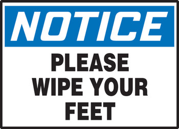 OSHA Notice Safety Label: Please Wipe Your Feet 3 1/2" x 5" Adhesive Vinyl 5/Pack - LHSK890VSP