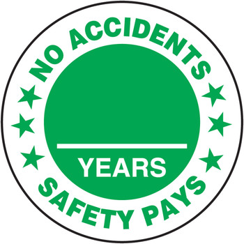 Hard Hat Stickers: No Accidents, ___ Years, Safety Pays 3" 10/Pack - LHTL197