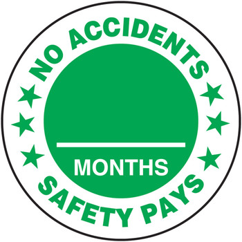 Hard Hat Stickers: No Accidents, ___ Months, Safety Pays 3" 10/Pack - LHTL199
