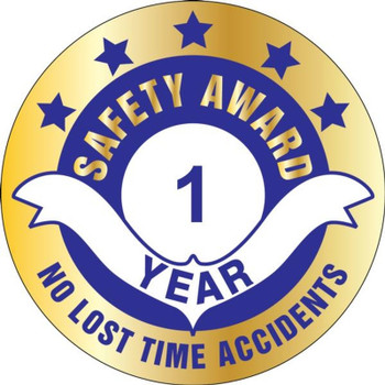 Hard Hat Stickers: No Lost Time Accidents Safety Award Number Of Years: 14 years 1 1/2" Adhesive Vinyl 1/Each - LHTL31014