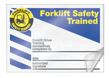 Safety Label: Forklift Safety Trained 2 1/8" x 3 3/8" Self-Laminating RP-Plastic 25/Pack - LKC236LPP