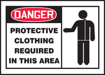 OSHA Danger Safety Label: Protective Clothing Required In This Area 3 1/2" x 5" Adhesive Vinyl 5/Pack - LPPE004VSP