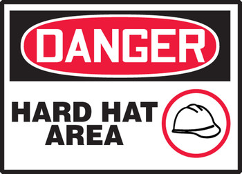 OSHA Danger Safety Label: Hard Hat Area 3 1/2" x 5" Adhesive Vinyl 5/Pack - LPPE116VSP