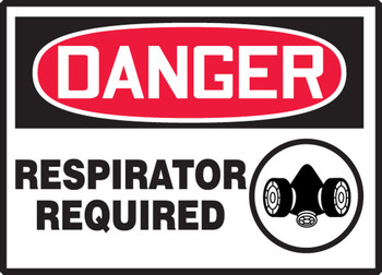 OSHA Danger Safety Label: Respirator Required 3 1/2" x 5" Adhesive Dura Vinyl 1/Each - LPPE118XVE