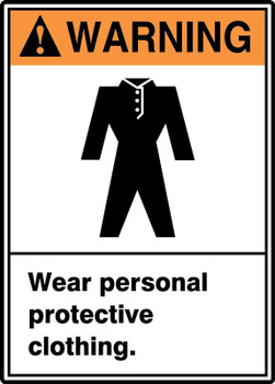 ANSI Warning Safety Label: Wear Personal Protective Clothing 5" x 3 1/2" Adhesive Vinyl 5/Pack - LPPE304VSP