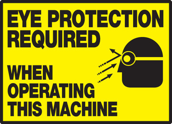 Safety Label: Eye Protection Required - When Operating This Machine 3 1/2" x 5" Adhesive Vinyl 5/Pack - LPPE506VSP