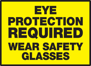 Safety Label: Eye Protection Required - Wear Safety Glasses 3 1/2" x 5" Adhesive Dura Vinyl 1/Each - LPPE512XVE