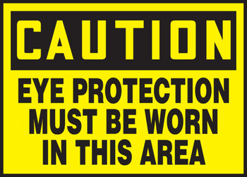 OSHA Caution Safety Label: Eye Protection Must Be Worn In This Area 3 1/2" x 5" Adhesive Dura Vinyl 1/Each - LPPE604XVE