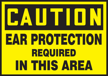 OSHA Caution Safety Label: Ear Protection Required In This Area 3 1/2" x 5" Adhesive Vinyl 5/Pack - LPPE618VSP
