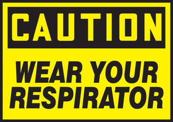OSHA Caution Safety Label: Wear Your Respirator 3 1/2" x 5" Adhesive Vinyl 5/Pack - LPPE619VSP