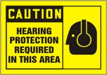 OSHA Caution Safety Label: Hearing Protection Required In This Area 3 1/2" x 5" - LPPE625VSP