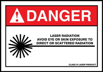 ANSI Danger Safety Label: Laser Radiation - Avoid Eye Or Skin Exposure To Direct Or Scattered Radiation 3 1/2" x 5" Adhesive Dura Vinyl 1/Each - LRAD014XVE