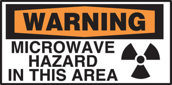 OSHA Warning Safety Label: Microwave Hazard in This Area 1 1/2" x 3" Adhesive Dura Vinyl 1/Each - LRAD309XVE