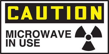 OSHA Caution Safety Label: Microwave In Use 1 1/2" x 3" Adhesive Dura Vinyl 1/Each - LRAD614XVE