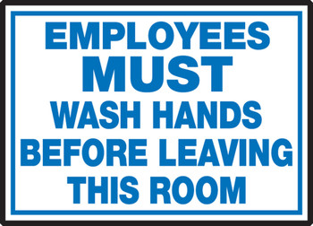 Safety Label: Employees Must Wash Hands Before Leaving This Room 3 1/2" x 5" Adhesive Vinyl 5/Pack - LRST511VSP