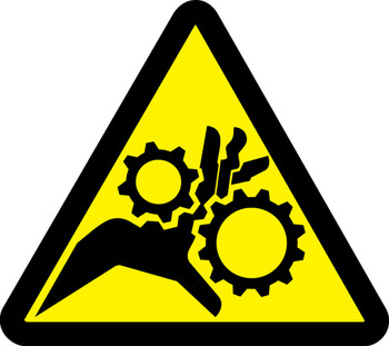 ISO Warning Safety Label: Gear Entanglement Hazard - 2003/2011 4" Adhesive Dura-Vinyl - LSGW1454